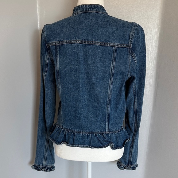 GAP Blue Denim Jacket with Ruffle Hem - Picture 2 of 3